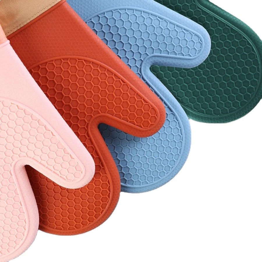Custom Silicon Oven Glove Set Kitchen Microwave Oven Silicone Gloves Heat Resistant