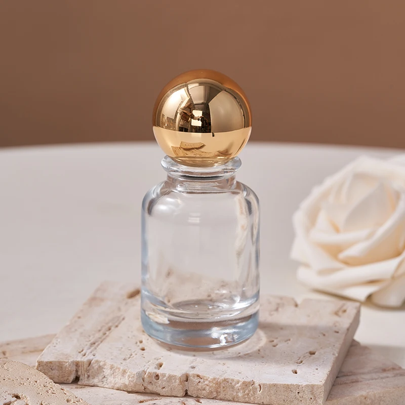 High Performance 30ml 50ml Red Black Flat Gold Frosted Perfume Bottles With Black Ball Cap