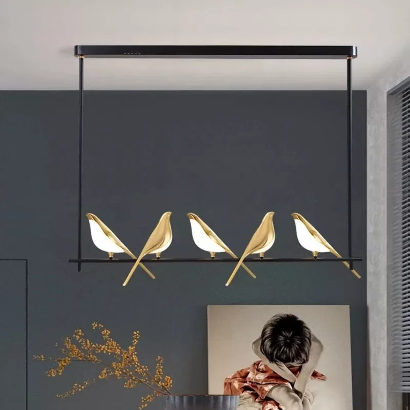 Kasanto Nordic Modern Gold LED kitchen Chandelier Lamp Bird Hanging Light Pendant Lighting For Living Room