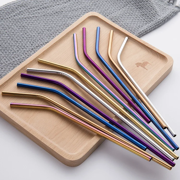 
2020 Amazon Top Seller Stainless Steel Metal Drinking Straws with Cleaning Brush Metal Straws 