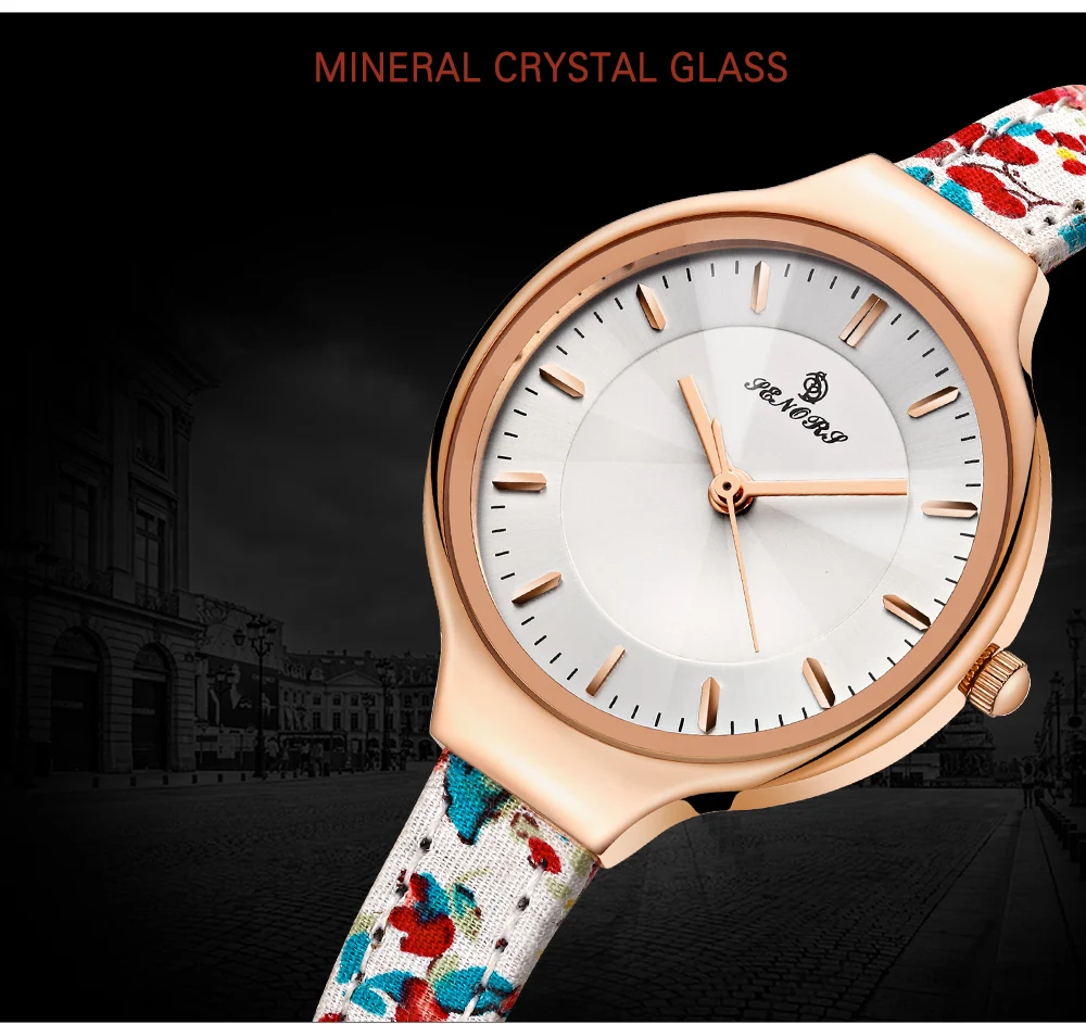 Custom Calico Leather Strap Quartz Women Wristwatches IP Plate Rose Gold Waterproof Ladies Watch