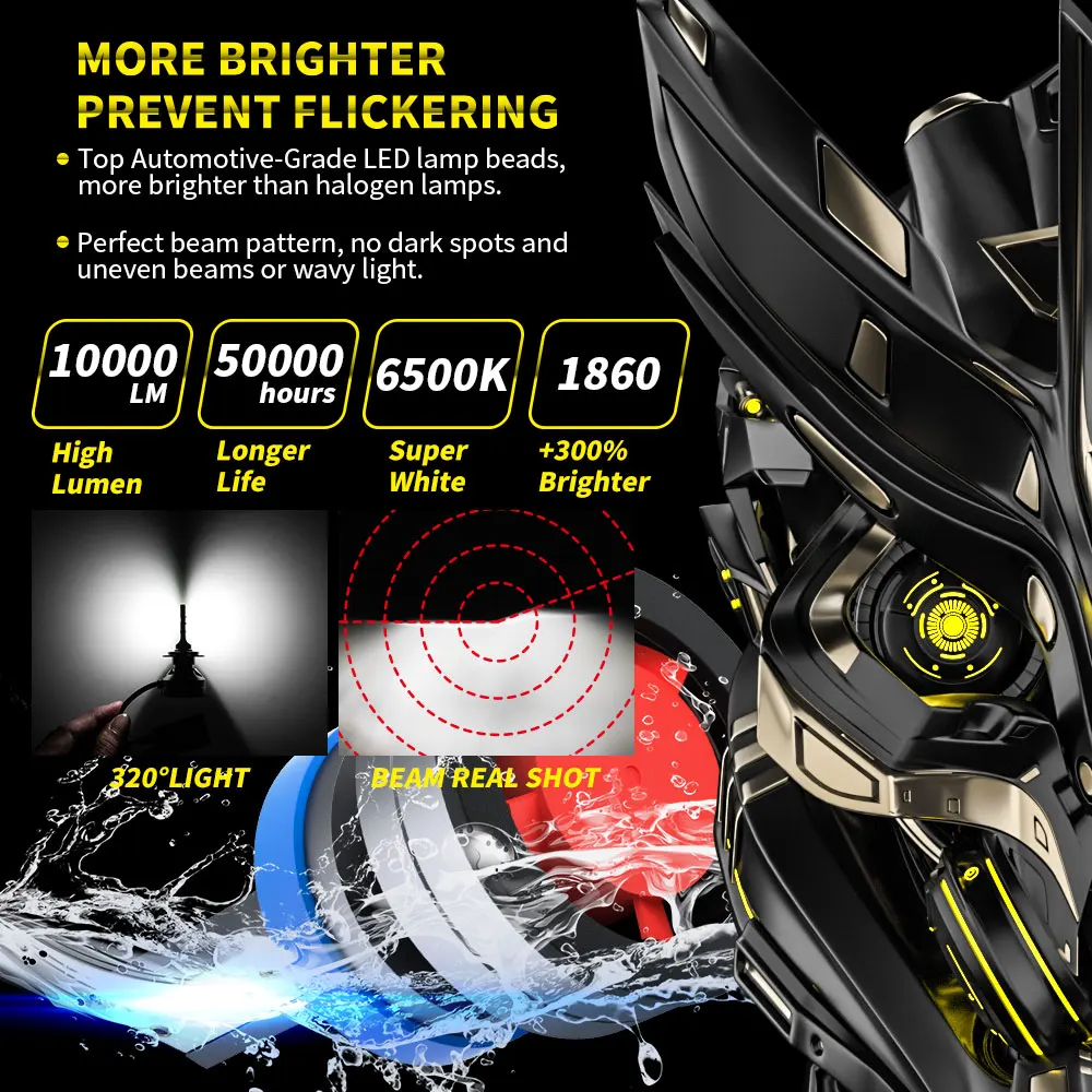  DXZ factory D1 9003 H4 High Low Beam CAR LED Headlight Kit 10000Lm 50W Automobles Bulbs Lamp motorcycle
