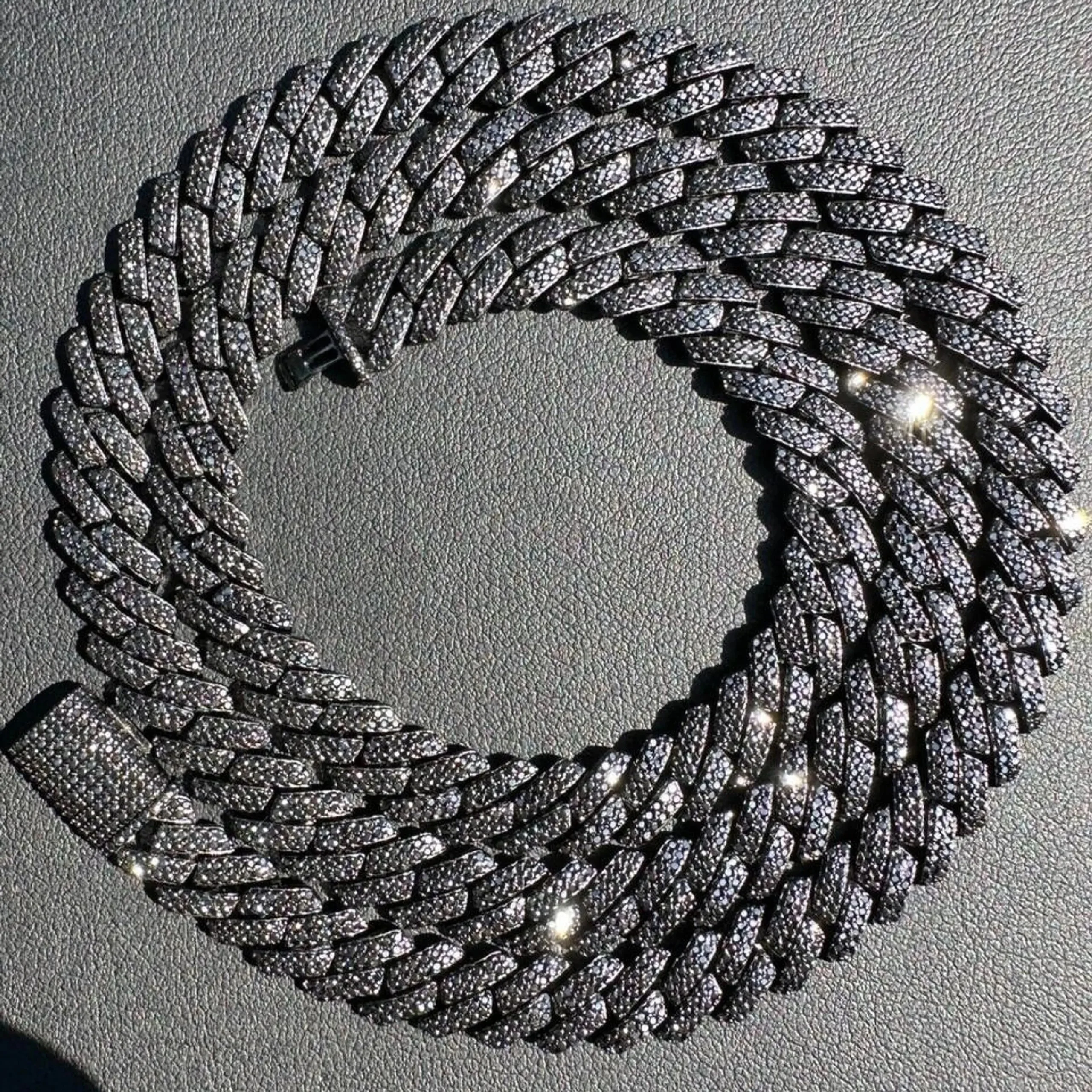 VVS Moissanite Diamond Real Miami Cuban Link Chain Iced Gold & 925 Silver Necklace Hip Hop Diamond Cuban Chain For Men