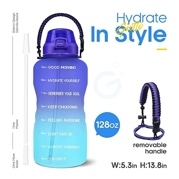 Botella Motivacional 3 En 1 Free Sports Big 2.2L Half Gallon Water Gym Big Bottle Water With Time Stamps Bottles