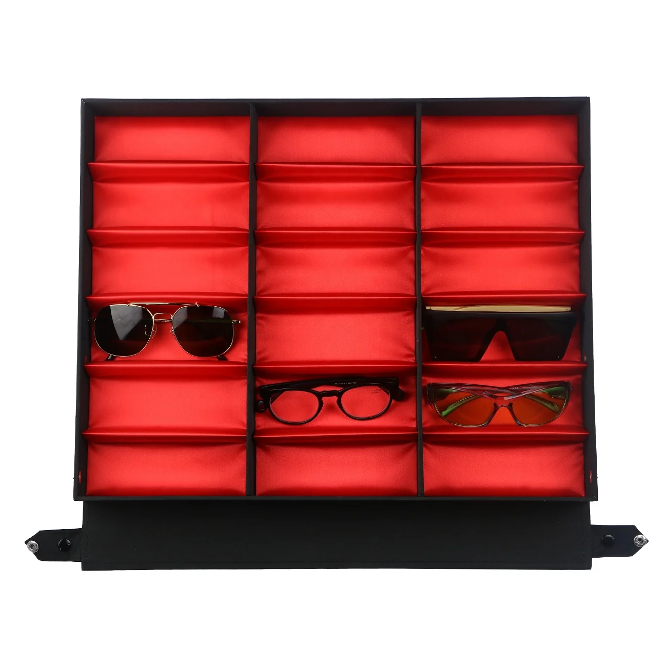 Dropshipping Big Sunglasses Case Box Eyewear Show Display Multi-Slot Sunglasses Organizer Storage Box 18 Slot Eyeglass Trays