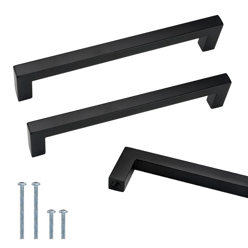 15 Pack homdiy 320mm Black Cabinet Pulls Square Black Drawer Handles Kitchen Cabinet Hardware Bar Handles