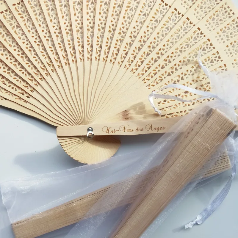 BSBH Bamboo Engraved Logo Hand Fan Gift Bag Wedding Party Favors Wedding Return Promotion Gift Bamboo Hand Fan