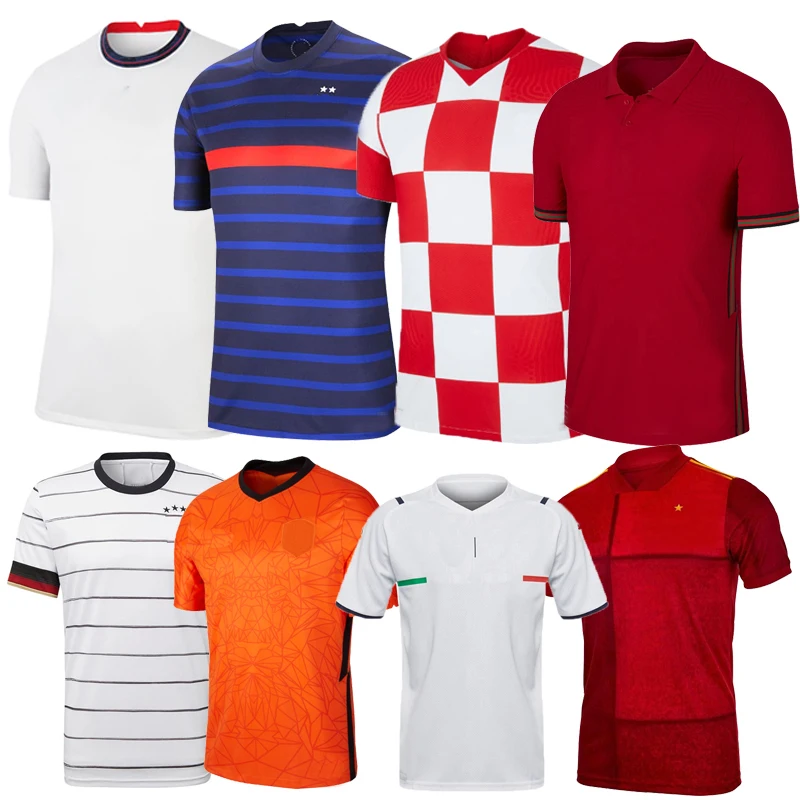 Thailand Quality 2022 National Team Soccer Jerseys Benzema Mbappe Ronaldo Rashford Football Shirt Men Kids Sets