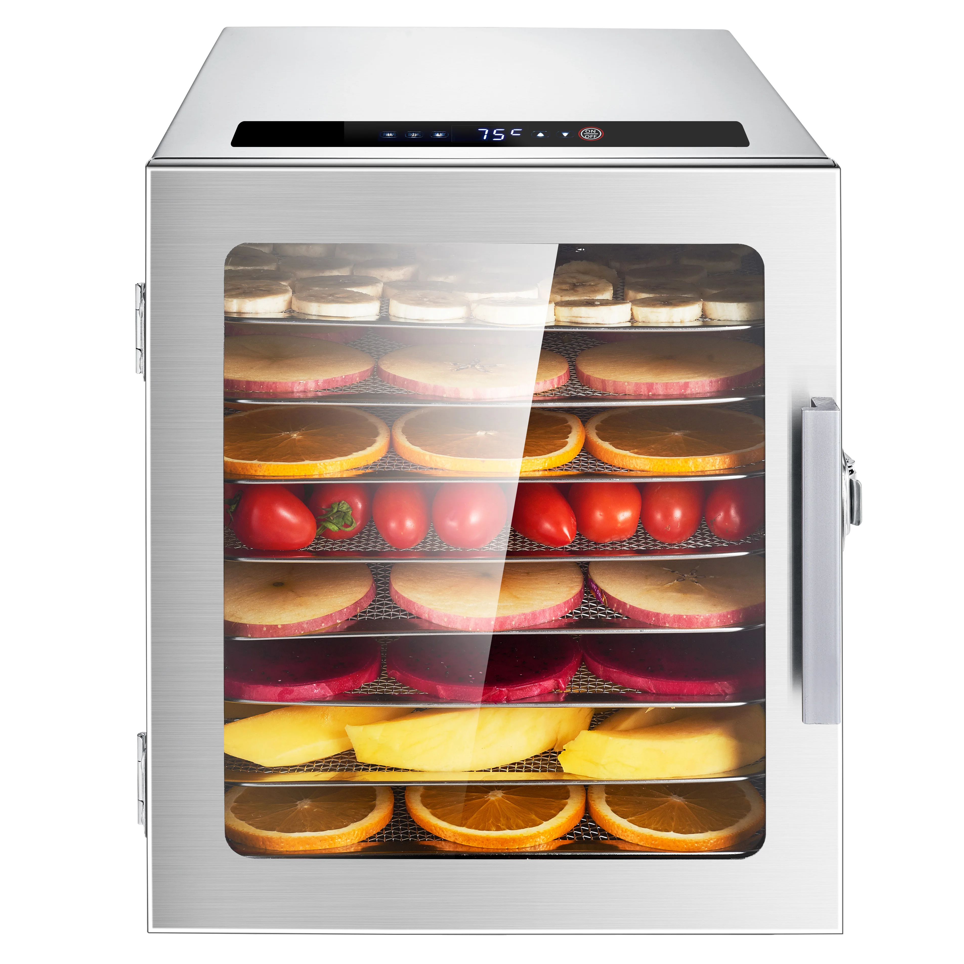 Мини-сушилка для фруктов и пищи из нержавеющей стали, 8 лотков