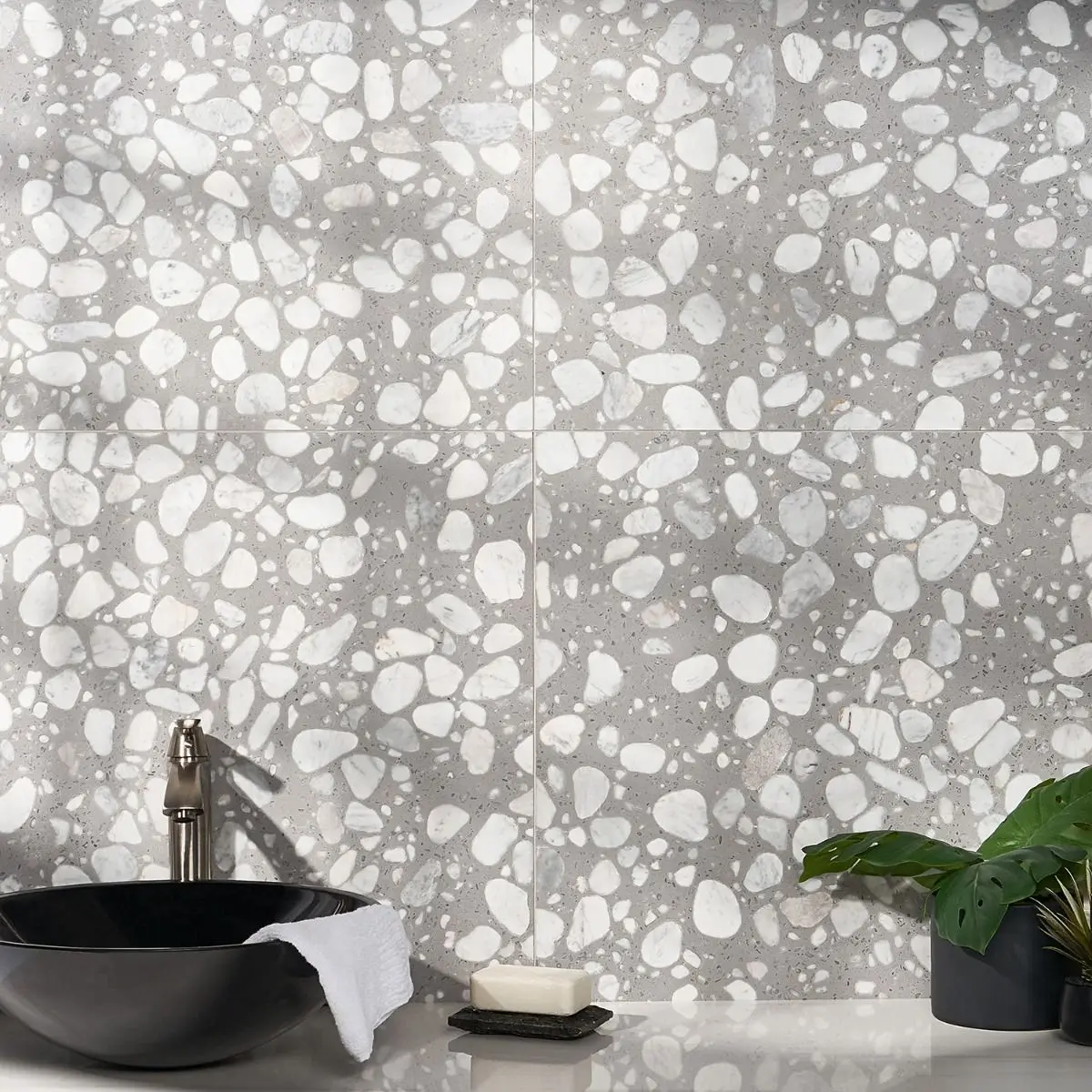 factory wholesale hot selling artificial marble stone grey white terrazzo flooring tiles