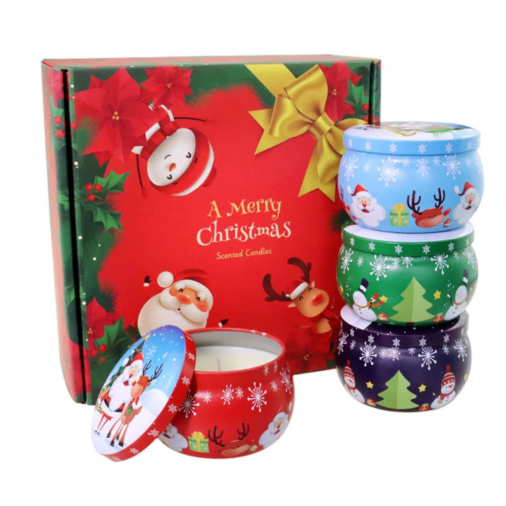 wholesale christmas decorations christmas gift set candle tin scented candles soy wax