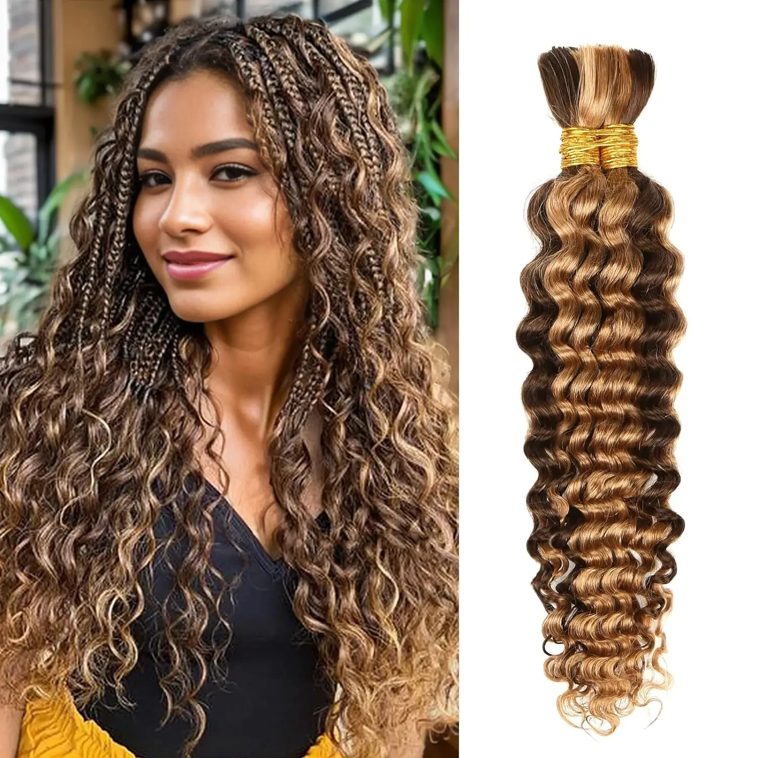 Factory Wholesale 100% Human Raw Virgin Hair Deep Wave Boho Braiding Bulk Bundles Hair