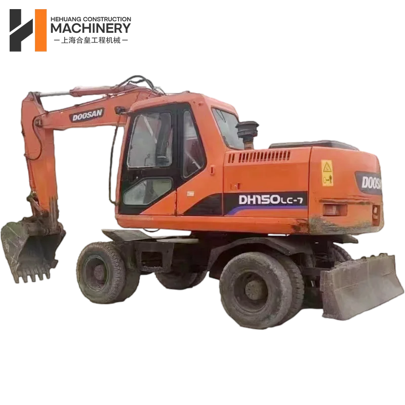 Selling high-quality used Doosan 150 wheel excavators turbocharged engines shock absorbers dual tires complete procedures