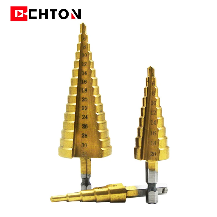 Stepped Hss Tapered Cobal Spiral Groove Step Twist Wooden Drill Bit Wood Metal Drilling