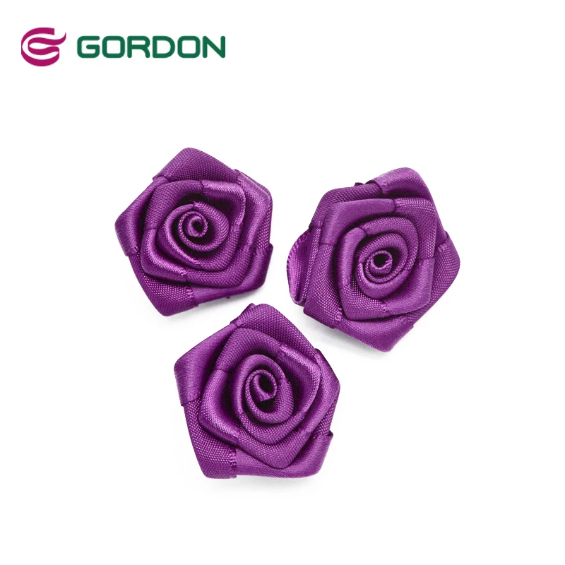 3 CM Handmade Rose Make Satin Ribbon Rose Flower for Wedding Decoration