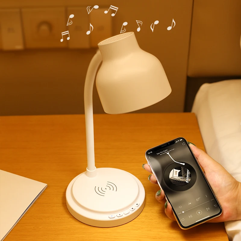 hot selling  led desk  lamp 15w wireless charging  Led Table Lamp Bl Speaker