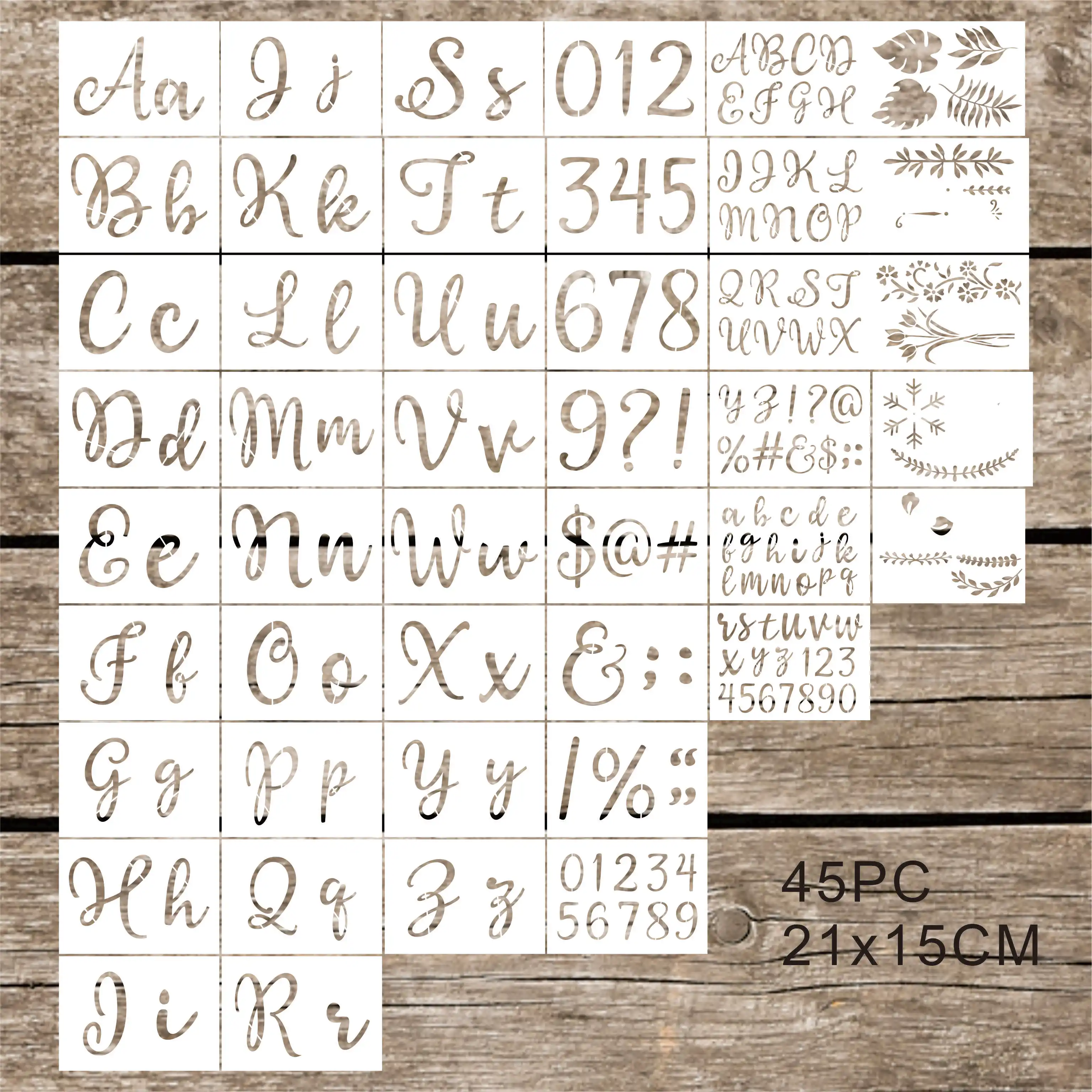 45 шт., трафареты для рисования букв и цифр