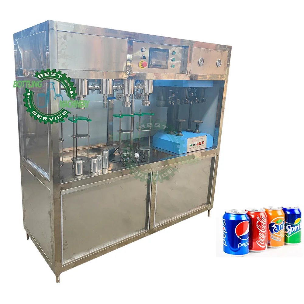 Complete 2 in 1 carbonated gas juice soft cola energy drink sparkling water Balance pressure Can filling seaming machine