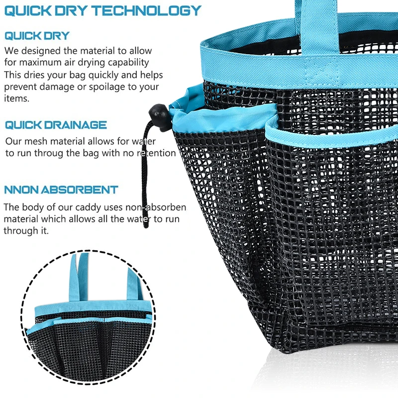 Hanging Portable Toiletry Bag College Dorm Essentials Quick Dry Bath Organizer Mesh Shower Caddy Tote Bag
