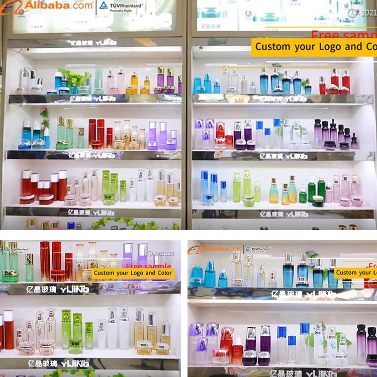 Custom volume glass lotion rose gold skincare cosmetic containers bottle glass packaging set