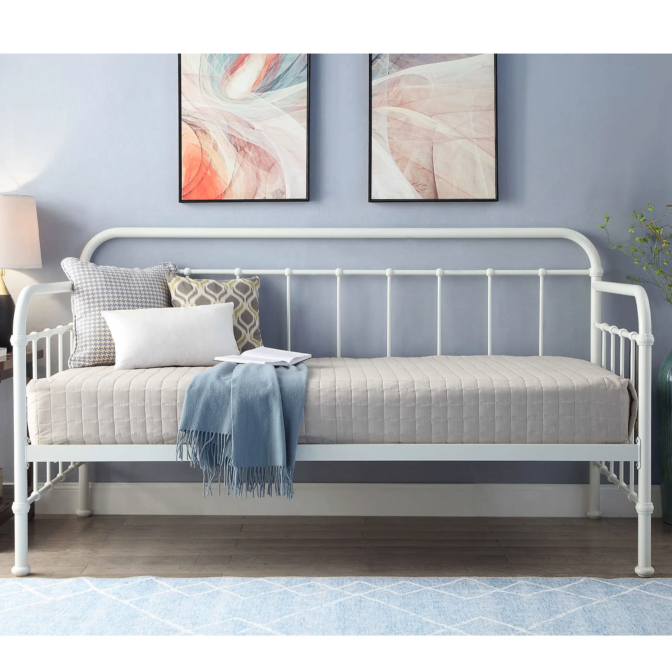 Good quality  Modern bedroom daybed simple design Black white Customized size Metal Couch Sofa bed Day bed with trundle