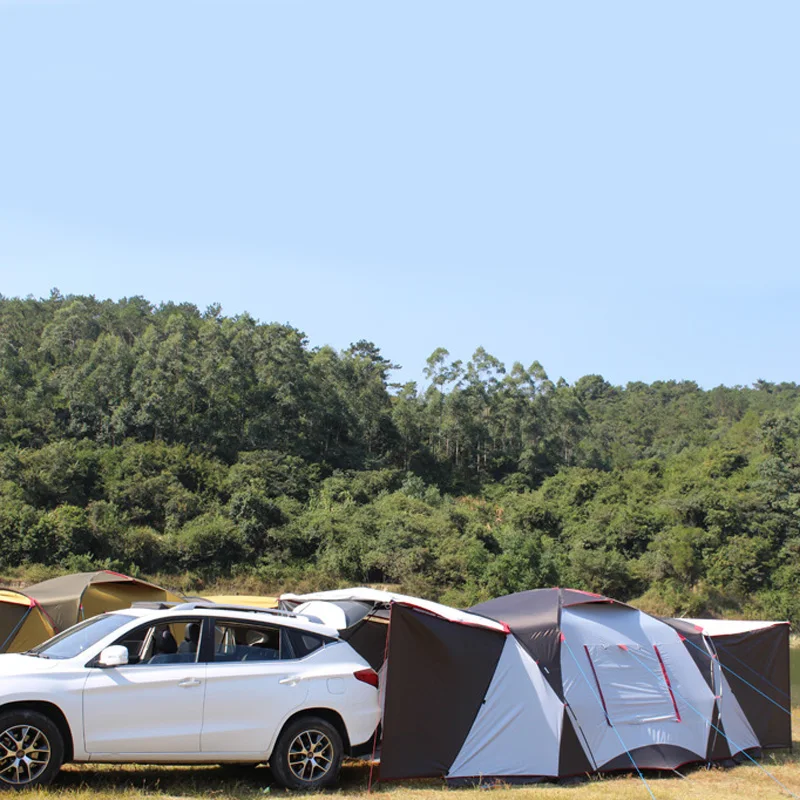 Outdoor Use Glamping 5-6 Persons Double Layer Big Capacity Awning Instant Car Camping Tent with 1 Bedroom and 2 Living Rooms
