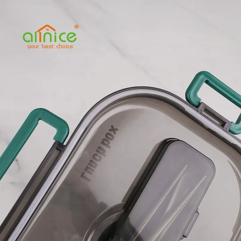 Creative Portable Square Bento Lunchbox 304 Stainless Steel Lunch Box With Tableware