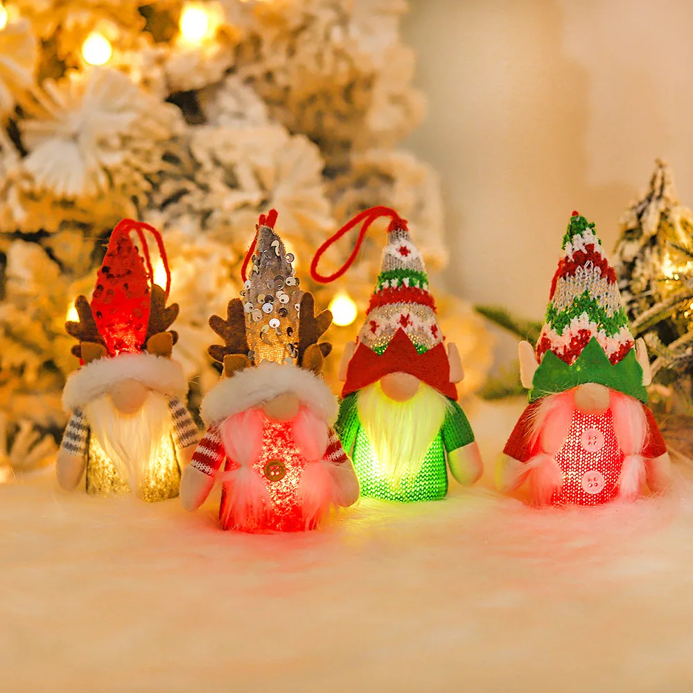 LED Light up Christmas Gnomes Ornaments Handmade Plush Santa Claus Elf Home Decorations Christmas products Gifts 2023