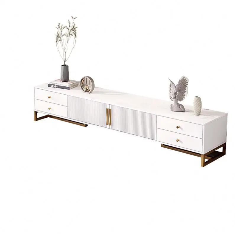 Latest Design Living Room Furniture Table Bedroom Glass Shelf LED Light Tv Stand Table Cabinet Set Bedroom Modern Luxury