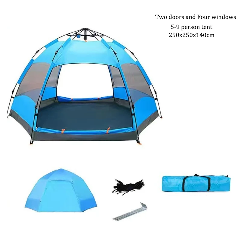 Outdoor wind proof and waterproof family camping tent tents camping outdoor 2 person folding hiking tents camping outdoor
