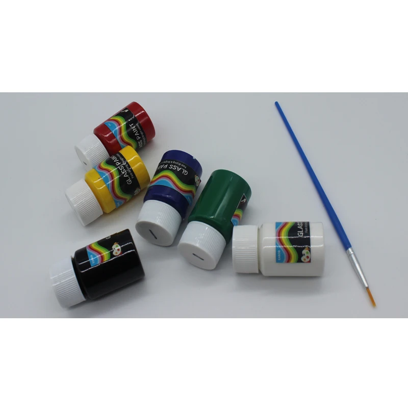 Top Quality Ceramic Art DIY 6 Colors Glass Paint Set with Brush and Palette for Beginner and Professional Pottery Painting