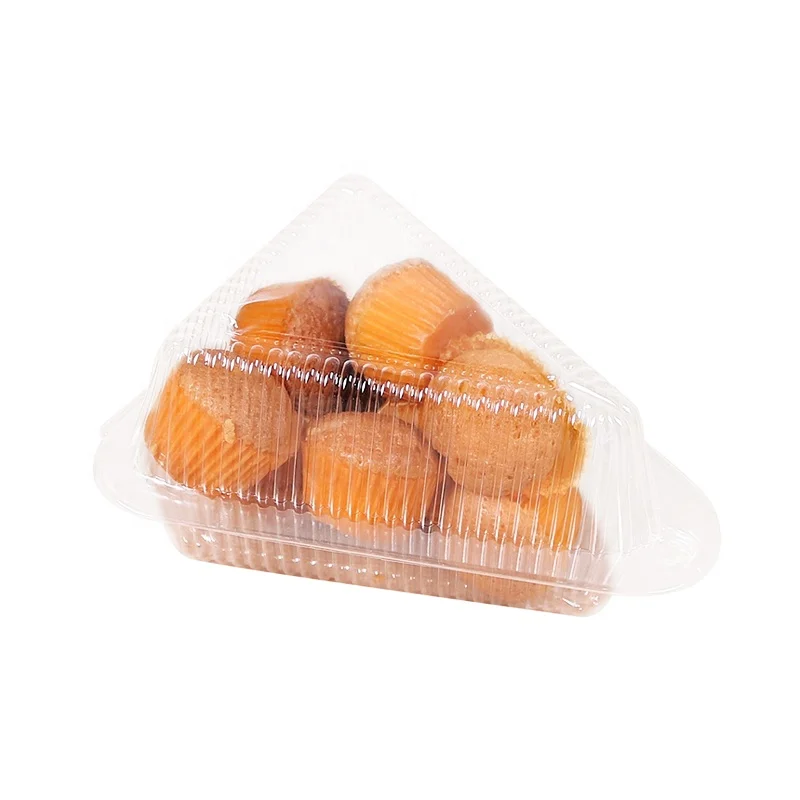 Оптовая продажа, Треугольные пластиковые коробки для кексов, поднос с крышкой