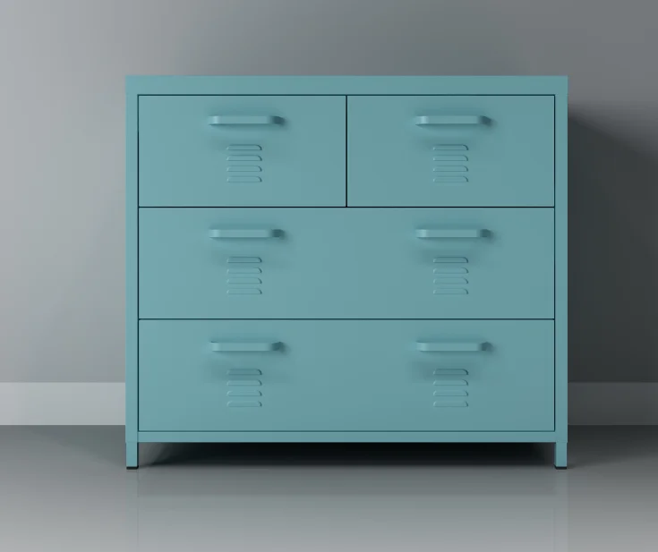 Bedroom 4 drawer steel wardrobe in european style metal cabinets new design