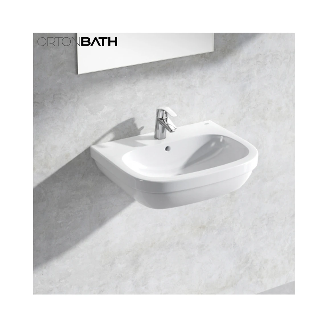 ORTONBATH D shape Bathroom Wall Hung Hair Hand Ceramic Salon Wash Basins Wall mounted Ceramic wash hand basin with cheap price