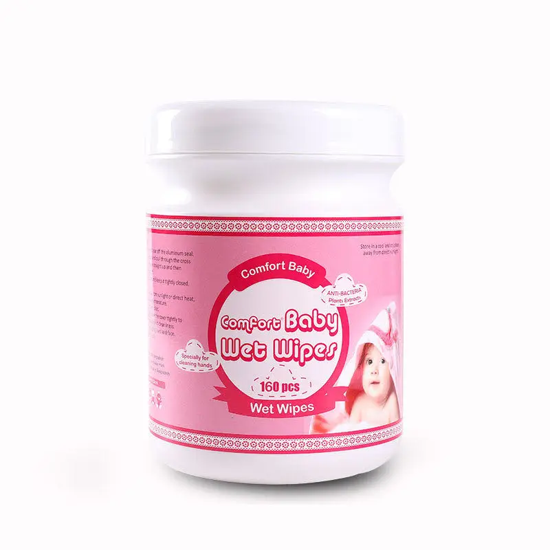 
OEM baby wet wipes barrel bucket cheap hot sale cleaning 160pcs for baby pure water 
