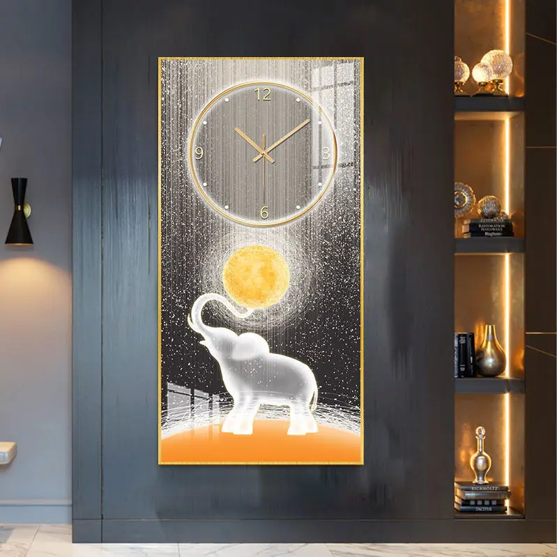 Nordic luxury wall clock fashion modern Crystal porcelain Glass abstract wall art decor modern home