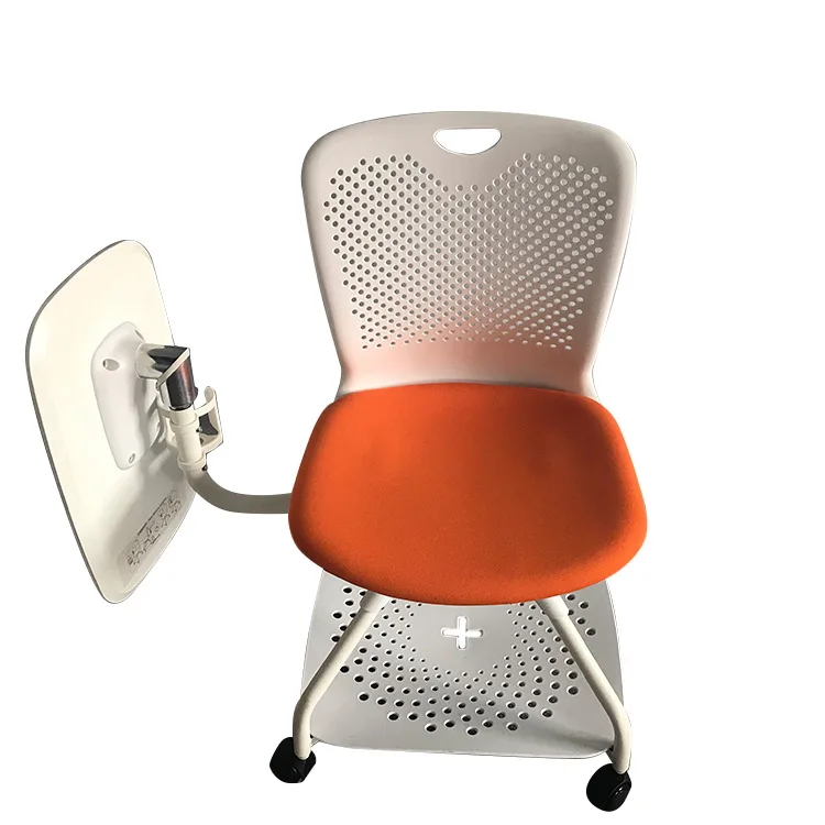 Многофункциональный складной учебный стул оранжевого цвета с подставкой для письменного стола