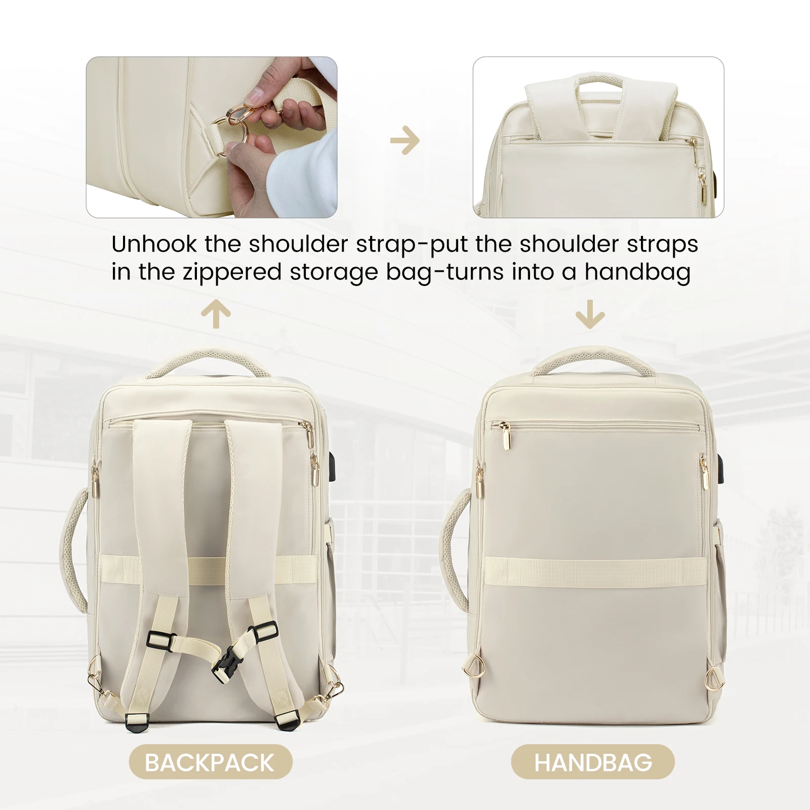 Expandable Waterproof large Laptop Backpack Business Luggage Suitcase with 6 Packing Cubes TSA-friendly Travel Backpack Unisex