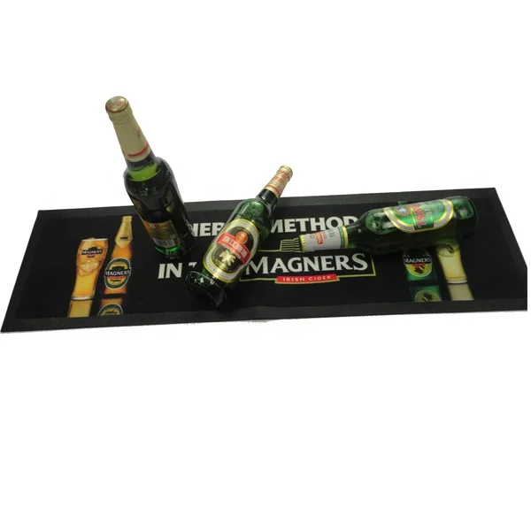 Promotion Non Toxic rubber heavy duty rubber Custom Bar Spill Mat with Logo printing blank sublimation gift bar runner mats