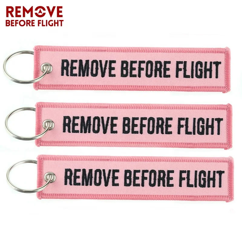Fashion Fairy Jewelry Keychain for Cars Motorcycles Embroidery Key Chain Pink Key Fob REMOVE BEFORE FLIGHT Pink Keychain Tags