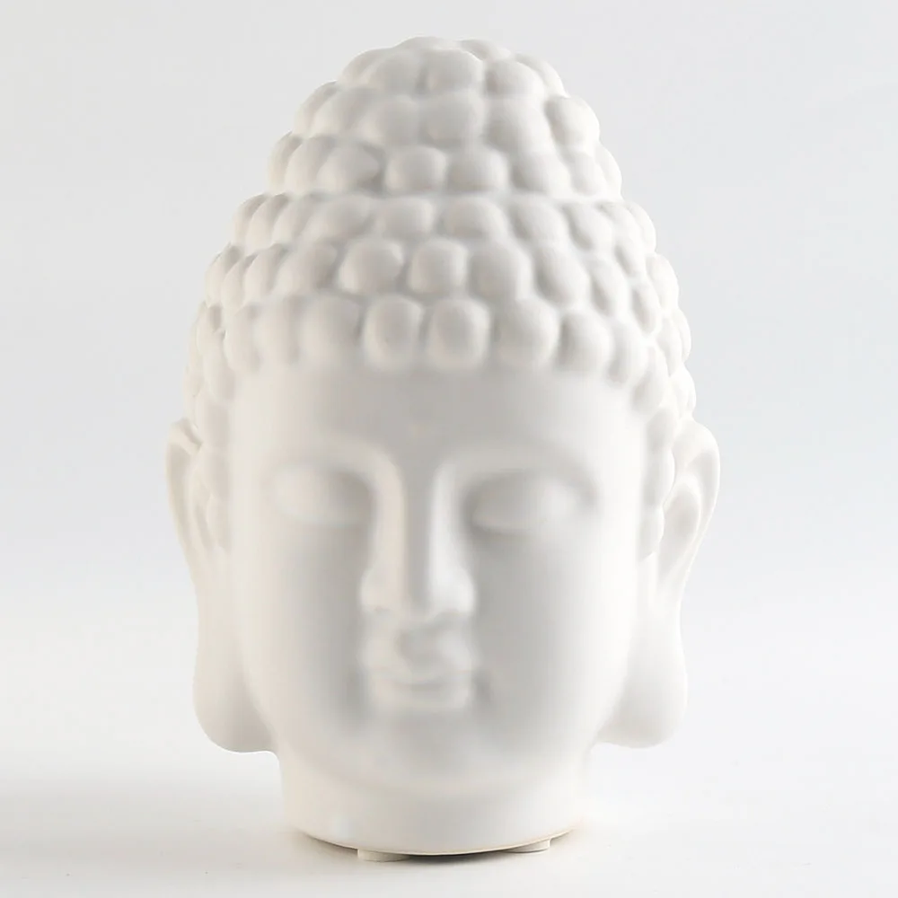 6 inch Matt White Ceramic Porcelain Buddha Head For Home Decor Decoration