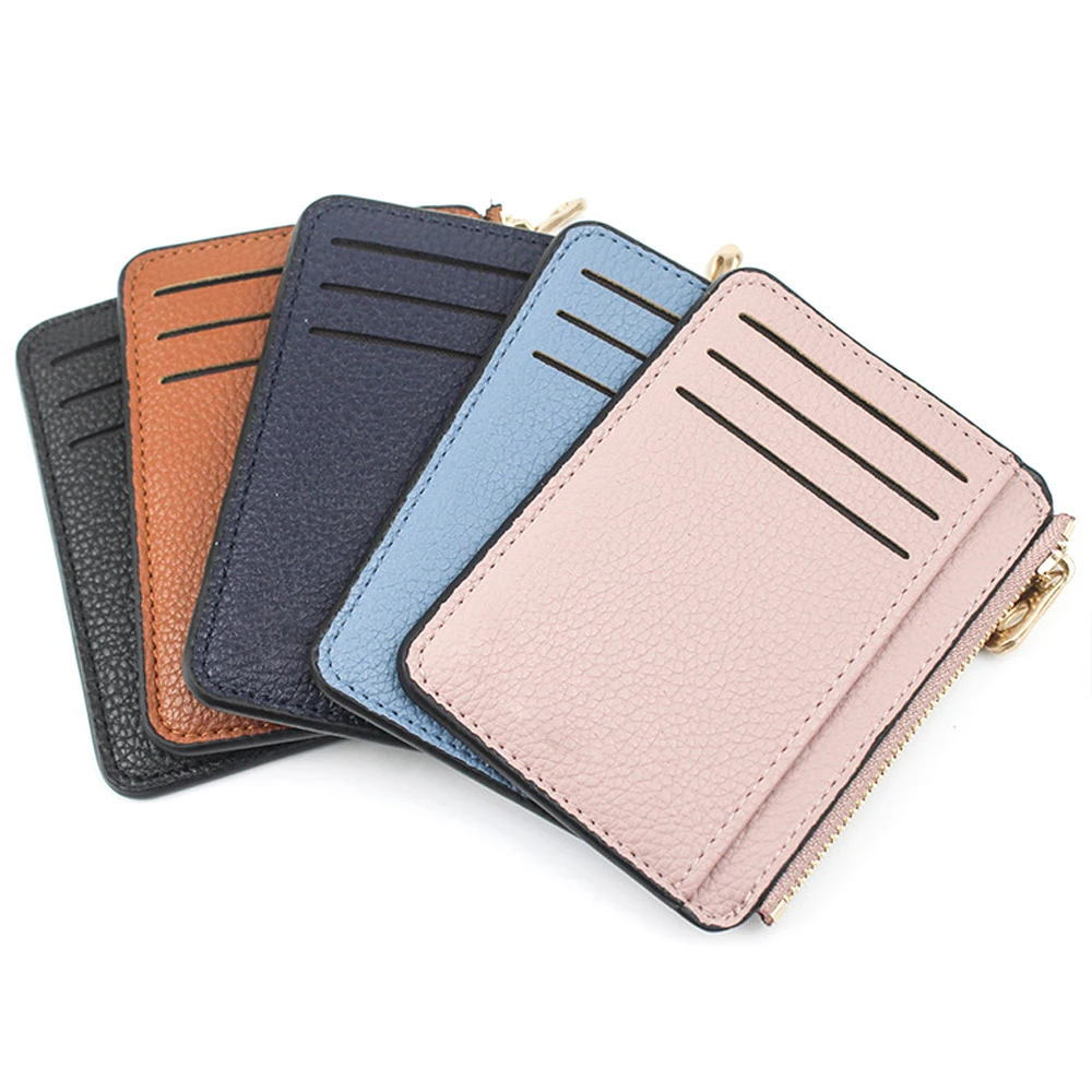 Hot sale Ladies Mini Fashion PU leather purse Ultra Slim card holder wallet and key chain bag for Women