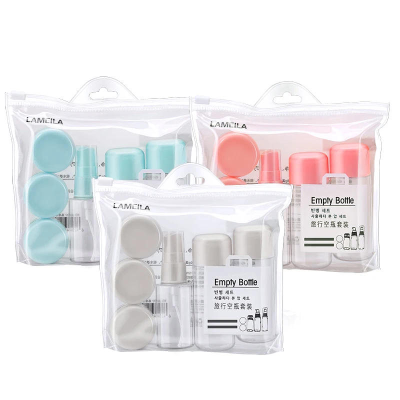 Lameila 8pcs Cosmetic Small Mist Spray Bottle Lotion Bottle Storage Box Mini Plastic Empty Bottles For Hand Sanitizer LA1077