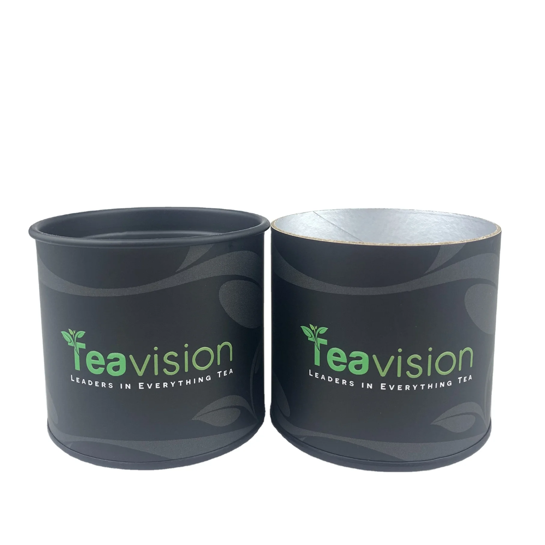 Custom Printed Metal Lid Food Grade Round Kraft Paper Packaging Tube Tea Caddy