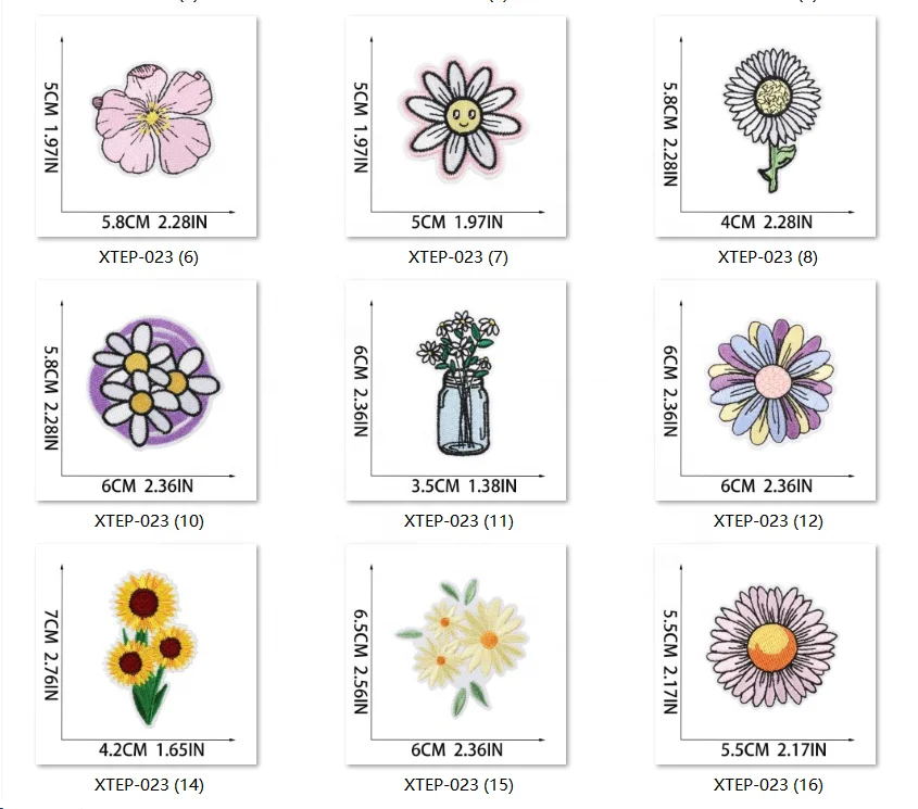 Wholesale Full Embroidered Flower Logo Clothes Patch Colorful Flower Design Custom Embroidery Iron On Patches for Clothes