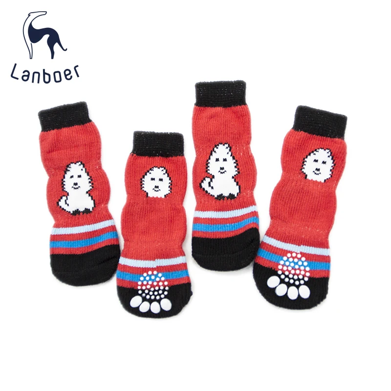 
( LPS002 ) Pet apparel dog anti slip protect paw socks custom design support 