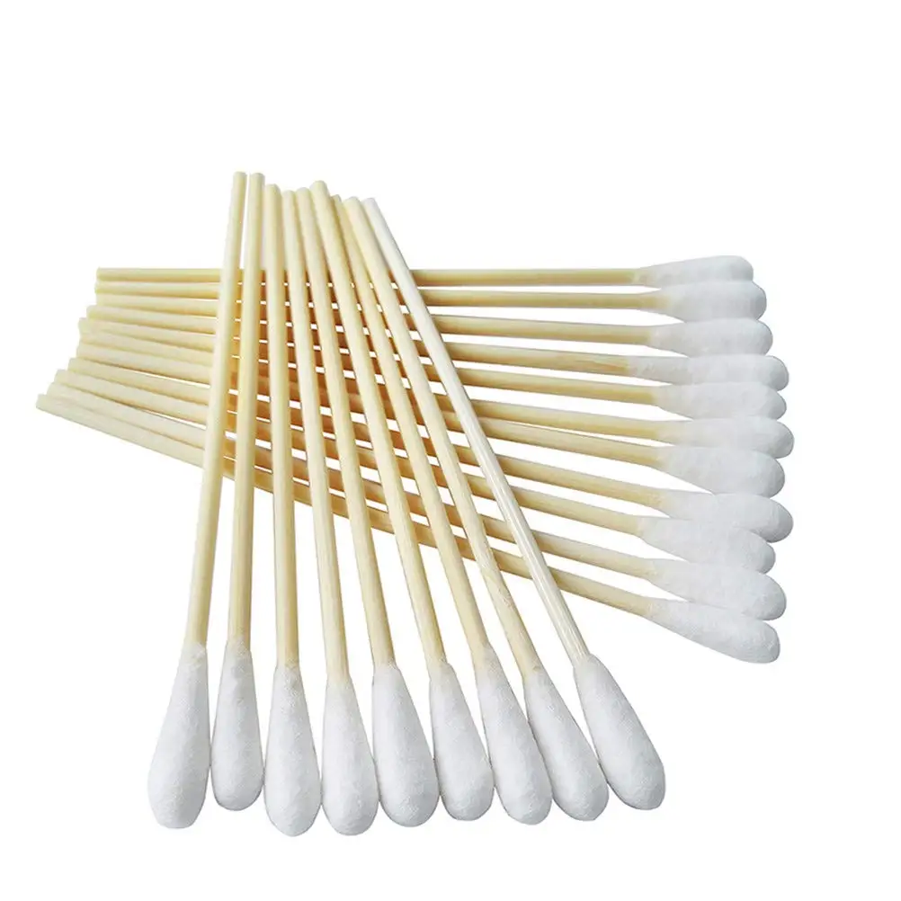 Medical science cotton buds 15 cm eco-friendly disposable sterile bamboo stick round tip cotton swab