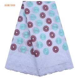 White Color Latest African Cotton Lace Fabric High Quality Nigerian Swiss Voile Lace In Switzerland Asoebi Lace Fabric 1908