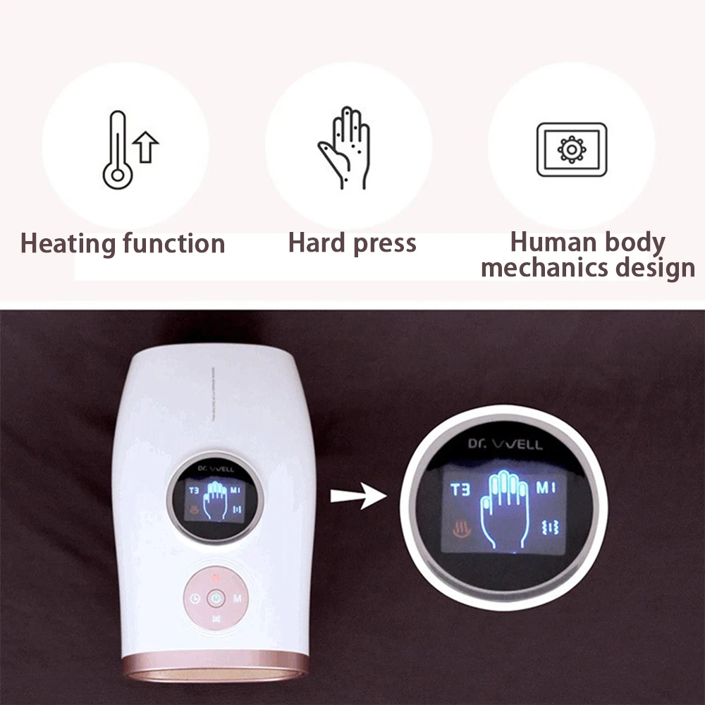 Cordless Massager Machine for Hand Vibrating Shiatsu Finger Joint Hand Massager with Heat Air Compression Hand Massager