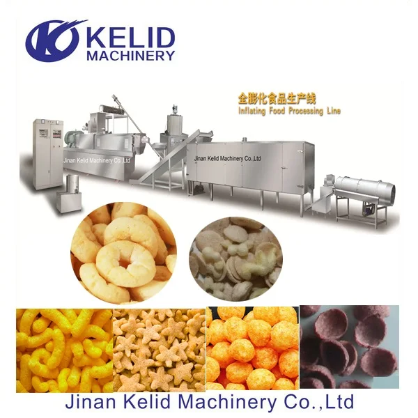 Automatic Inflating Sweet Corn Scale Processing Puffed Making Twin Screw Extruder Core Filled Small Snack Food Machine